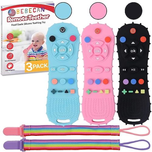 BEBECAN Silicone Baby Remote Teether - The Perfect Distraction Toy for Infants, Safe Food Grade Silicone BPA Free Baby Toy Remote for Baby, Baby Remote Teether Control for Baby and Remote Toy for Baby