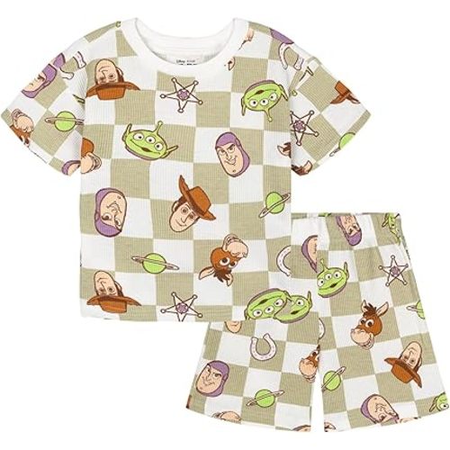 Disney Waffle Knit T-Shirt and Shorts Outfit Set Newborn to Little Kid Sizes (0-3 Months - 5)