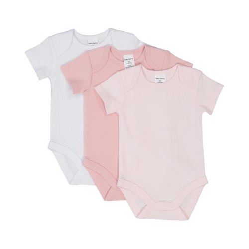 Medium Pink Baby 3 Pack Short Sleeve Interlock Bodysuit | Best&Less™ Online