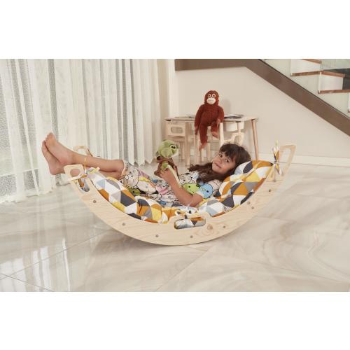 Montessori Climb Arch with Pillow, Toodler Climber Arch, Montesori Rocker, Indoor toys with Cubic design pillow