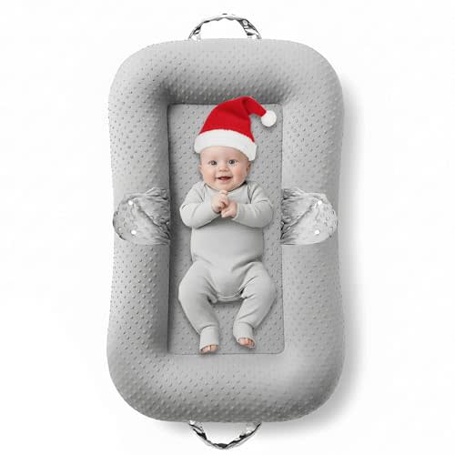 Baby Lounger Pillow : 3-in-1 Infant Lounger for Newborn 0-24 Months, Portable Tummy Time Mat for Home and Travel, Breathable & Soft Baby Seat for Baby, Babies Essentials Gifts