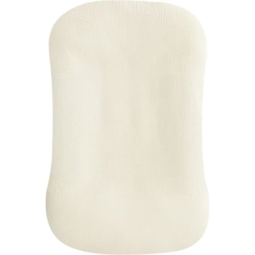 habibee Muslin Baby Lounger Cover, Cotton Baby Lounger Pillow Cover for Newborn, Organic Infant Lounger Cover for Boys and Girls, Beige