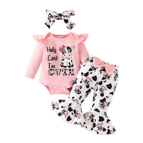 Yindaity Baby Girl Clothes Baby-girls 3-piece Playwear Set(Pink,6-9 Months)