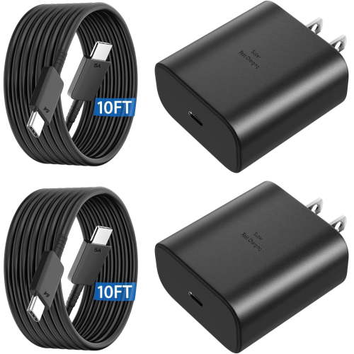 USB C Fast Charger 45W Compatible for Samsung Super Fast Charger Type C Android Phone Charger Block with 10FT Type C Charging Cable Compatible for Samsung Galaxy S26/S25/S24 Ultra/S24/S23/S22