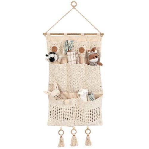 Crane Baby 1"x20" Willow Wall Storage Organizer with Pockets Beige