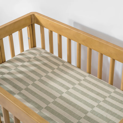 All-Stages Bassinet Sheet in GOTS Certified Organic Muslin Cotton - Moss Stripe