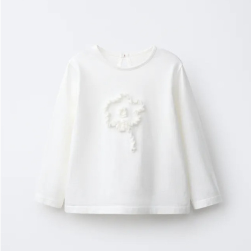 FLORAL APPLIQUÉ T-SHIRT - Light ecru | ZARA United States