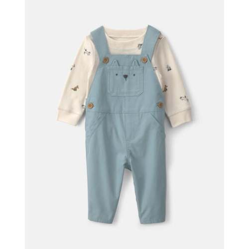 Baby Boy 2-Piece Wolf Long-Sleeve Overall Set - Blue/Cream | Carter's