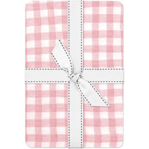 Butterblu Frankie Fitted Crib Sheet 100% Organic Cotton for Baby & Toddler Mattress, Breathable for Boys & Girls, Pink Check, One Size