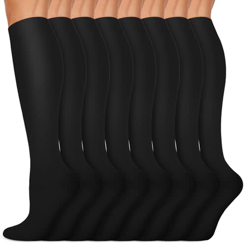 Copper Compression Socks 15-20 mmHg for Men & Women 8 Pairs – Circulation Support for Nurses, Travel, Running, Hiking, Soccer