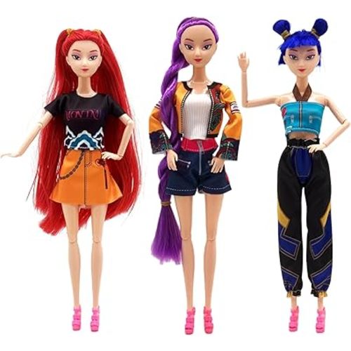 Demon Hunters Toys,New 11.5'' Demon Hunters Doll for Kids,Made to Move Demon Hunters Doll,Great Gift Idea for Enthusiasts and Fans (D-3PCS)