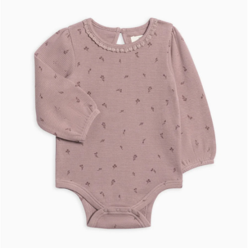Langley Waffle Knit Lace Neckline Bodysuit - Purple, 0-3mo