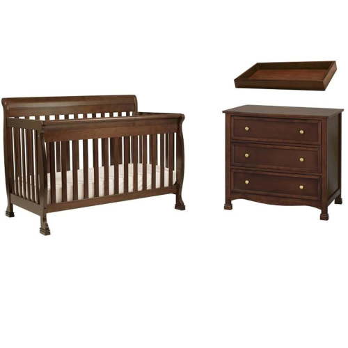 4-in-1 Convertible Crib and Dresser Set with Removable Changing Tray in White