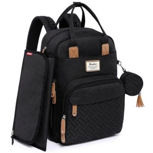 Ruvalino Large Diaper Bag Backpack, Waterproof Maternity Baby Travel Bag with Changing Pad & Stroller Straps and Insulated Bottle Holders - All Black