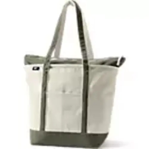 Large 5 Pocket Zip Top Long Handle Canvas Tote Bag