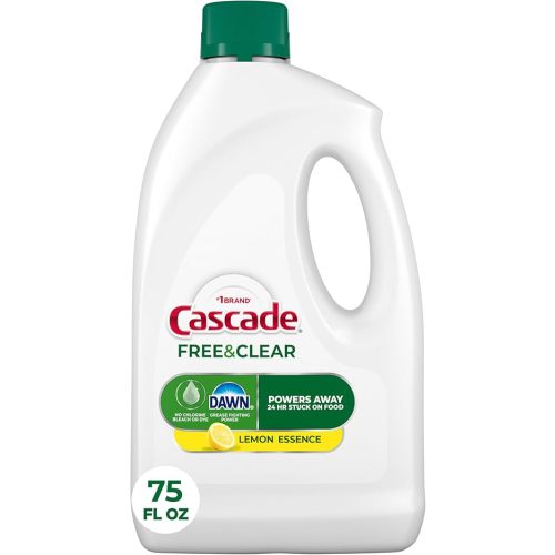 Cascade Free & Clear Dishwasher Detergent Liquid Gel, Dish Detergent, Dishwasher Soap, Lemon, 75oz