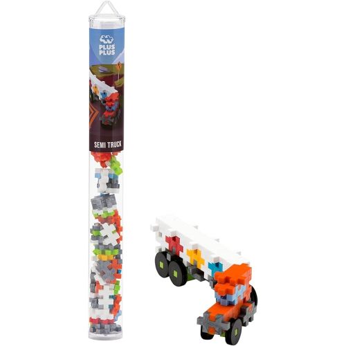 PLUS PLUS Vehicle Building Block Kit, 3D Puzzle Stem Toy for Kids, 70 Interlocking Pieces - Truck Mini Maker Tube