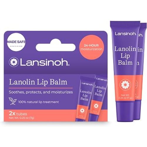 Lansinoh Lanolin Lip Balm, 2 Pack of 0.25 Ounces Each
