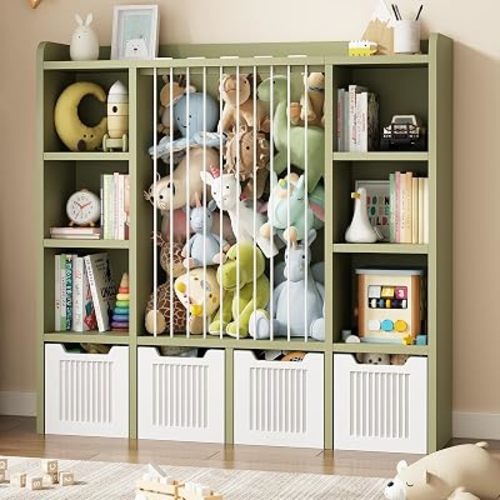 Toy Storage Organizer with Stuffed Animal Storage, Green