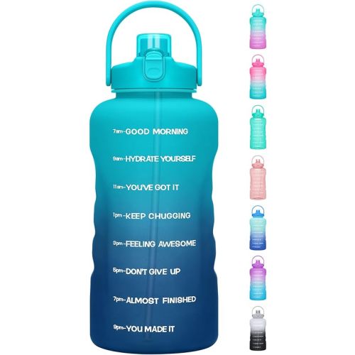 HydroPal 1 Gallon Water Bottles with Straw, 128 oz Water Bottle BPA Free Innovative 2-IN-1 Lid Gym Bottle with Times to Drink Motivational, Large for Sports Fitness Camping Water Jug (13.8X5.5 inch)