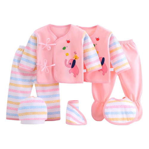 Zanarzt Infant Layette Set Boy Newborn Baby Girl Boy Clothes Baby Outfits Tops+Pants+Bellyband+Bib+Hat Gifts Set Layette Set 7 Piece Pink,0-3 Months