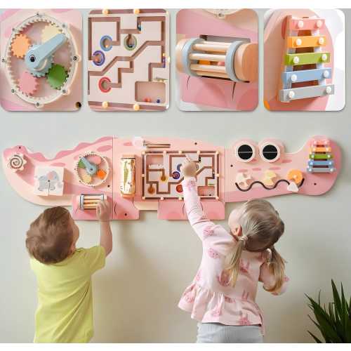 Montessori Wooden Busy Board Wall Toy, Gears, Maze & Activities for Toddlers, Educational Gift, Christmas Gift, Gift for Kids