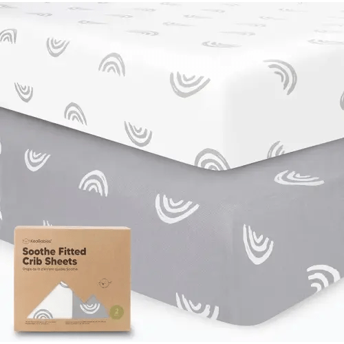 KeaBabies 2-Pack Organic Crib Sheets for Boys, Girls - 52x28 Fitted Crib Mattress Sheet Neutral, Breathable Jersey Cotton Cover for Baby Bed, Toddler Mattress, Soft & Cute Prints (Rainbow)