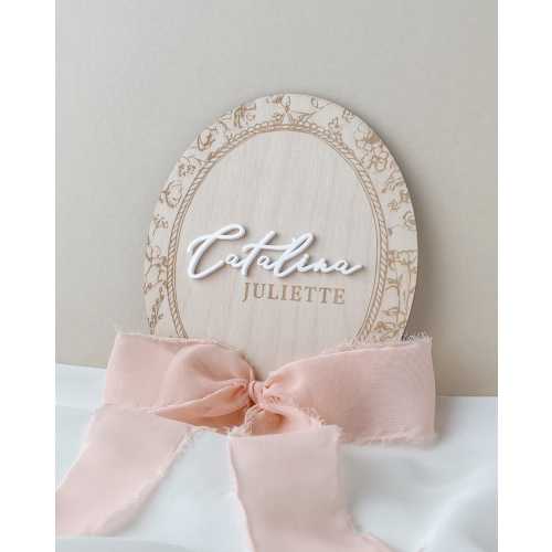 Baby Name Sign Hospital Announcement Photo Prop Newborn Photography Nursery Wall Hanging Personalized Girl Gift Shower Wooden Plaque Floral