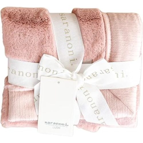 Saranoni Luxury Security Blankets for Babies | Ultra-Soft Lush and Boutique Quality Baby Blanket | Ballet Slipper Pink, Mini - 15" x 20"