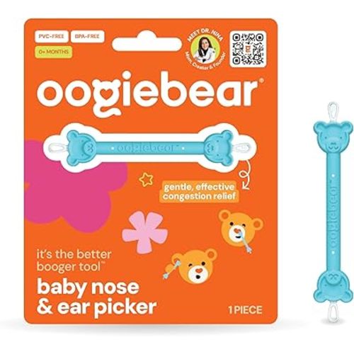 oogiebear Baby Nose Cleaner & Ear Wax Removal Tool - Safe Booger & Earwax Removal for Newborns, Infants, Toddlers - Dual-Ended - Essential Baby Stuff