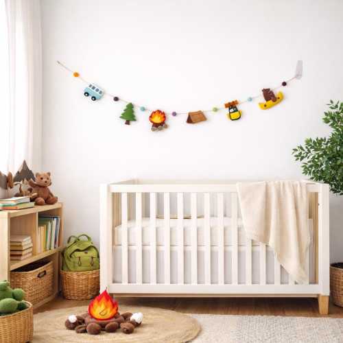 Felt Camping Garland, Outdoor Decor, Felt Camp Fire, Felt Canoe, Felt Tent, Felt Backpack, Camping Decorations, Baby nursery, Party Banner