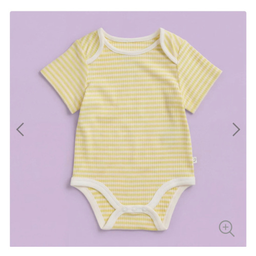 Yellow Stripe Ribbed Short Sleeve Bodysuit