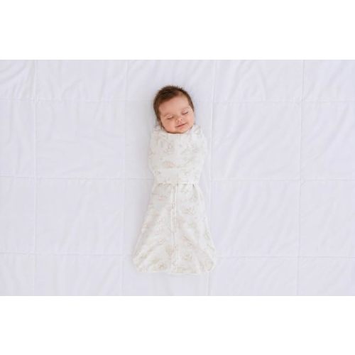 Safe Organic Newborn Baby Sleep Sack & Wrap Blanket | Natural Transitional Accessory for Calming Sleep Support (Pink Safari, Small)