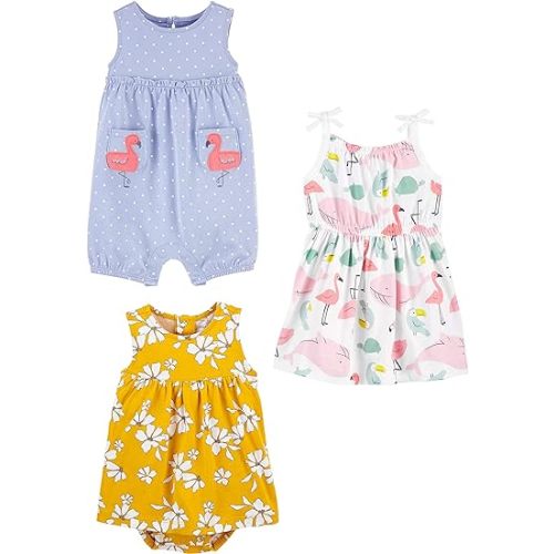 Simple Joys by Carter's baby-girls 3-pack Romper, Sunsuit and Dress