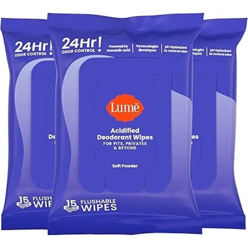 Lume Acidified Deodorant Wipes - 15 ct, 3 pk (Soft Powder)