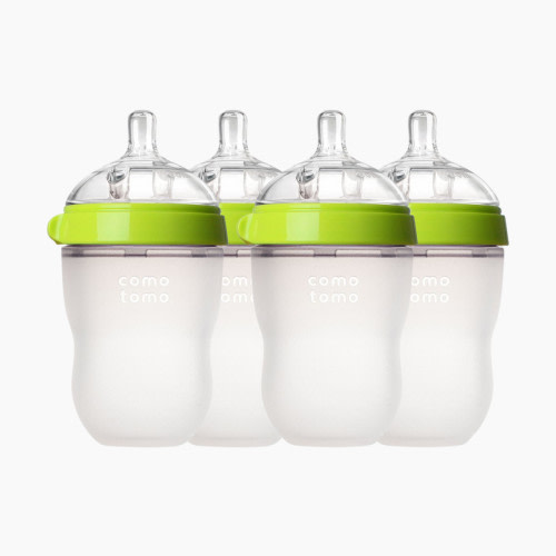 Comotomo Natural Feel Silicone Baby Bottles - Green, 8 Oz, 4