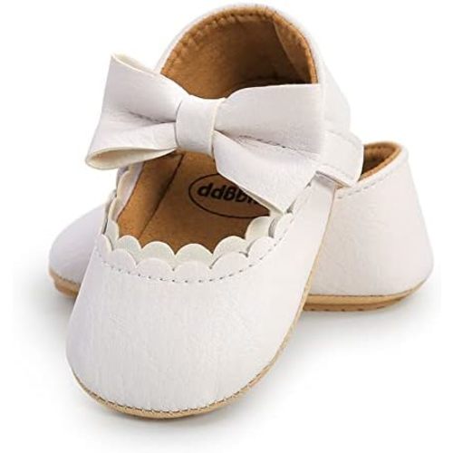 RVROVIC Baby Girls Shoes Soft Sole Mary Jane Flats Princess Dresses Shoes PU Cute Bow Prewalker
