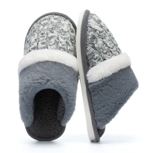 GOEWY Fuzzy Slippers for Women Indoor Outdoor with Memory Foam Cozy Shoes | Anti-Skid Sole, Plush Soft House Bedroom Slipper Slip On Gifts for Women Mom Her Ladies