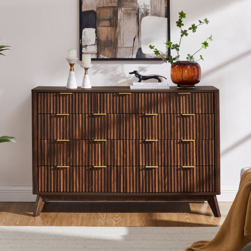 Latitude Run® Fluted 9-Drawer Dresser For Bedroom, Modern Chest Of Drawers With Metal Handles & Reviews | Wayfair