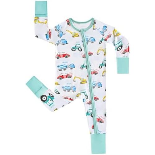 MOSSRIVER Bamboo Viscose Baby Footies with Mitten Cute Prints Long Sleeve Romper Jumpsuit Toddler One-Piece Outfits