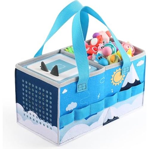Carrying Case for Tonies Starter Set & Storage Bag for Tonies Figurine, Outdoor Hand Bag for Tonies Audio Player and Dolls Musical Toy Folding Bag for Kids Toniebox 2 Accessories (Sun Pattern)