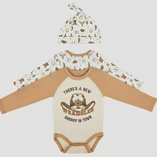 Wrangler Baby Bodysuits & Hat Set