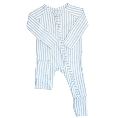 Sleep Romper - French Blue Mini StripeSleep Romper - French Blue Mini