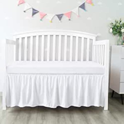 Amazon.com: Crib Bed Skirt 28” x 52” with 14” Drop Pleated Dust Ruffle for Baby Boys Girls Elastic Adjustable Fit Toddler Bedskirt Easy On/Off Soft Nursery Standard Crib Bedding Skirts Solid White Crib Skirt : Baby