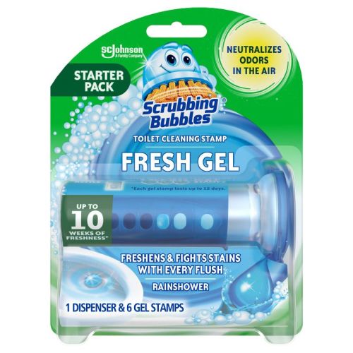 Scrubbing Bubbles Rainshower Scent Fresh Gel Toilet Cleaning Stamp - 6ct