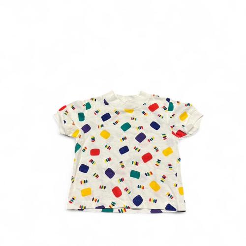 White and multi-coloured vintage 80s baby tee....