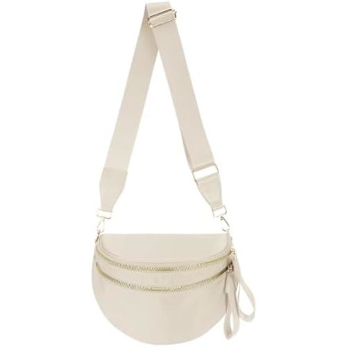 Pure Colour Crossbody Bag Bum Bag for Women,Spacious Purse Fanny Packs Belt Bag,Oversized Bum Bag (Colour Bum Bag-Beige)