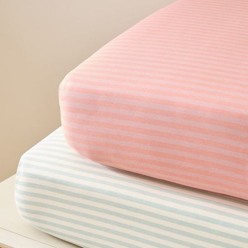 Pink Chicken Stripe Crib Fitted Sheet Bundle (Set of 2)