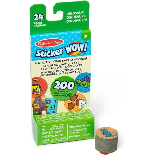 Melissa & Doug Sticker Wow!™ Mini Activity Pad and 200+ Refill Stickers for Sticker Stamper Arts and Crafts Fidget Toy Collectibles – Dinosaur Stickers