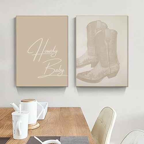 Aesthetic Trendy Wall Art Howdy Baby Wall Art Cowboy Boots Poster Cowboy Aesthetic Poster Preppy Aesthetic Painting Cowgirl Boots Poster Howdy Poster Print Cowgirl Posters for Room 12"X16"X2 No Frame